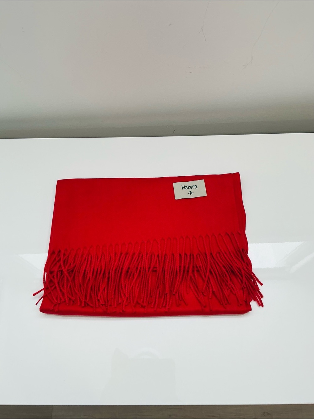 HALARA Bright Red Fringe Wrap Scarf